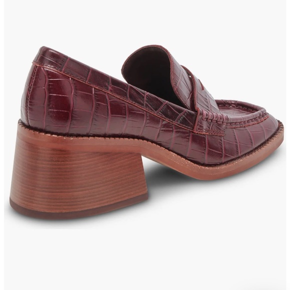 Dolce Vita Talie Loafer Pump NWT Cabernet Embossed Leather Shoe - Picture 9 of 9